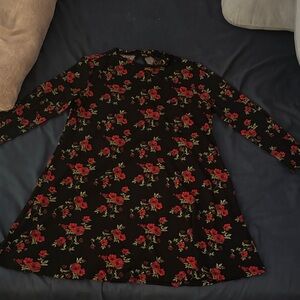 Forever 21 Black Dress with Red Floral Design